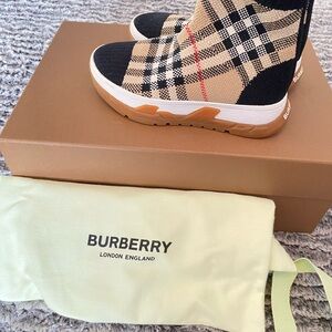Burberry Plaid High-Top Sneakers